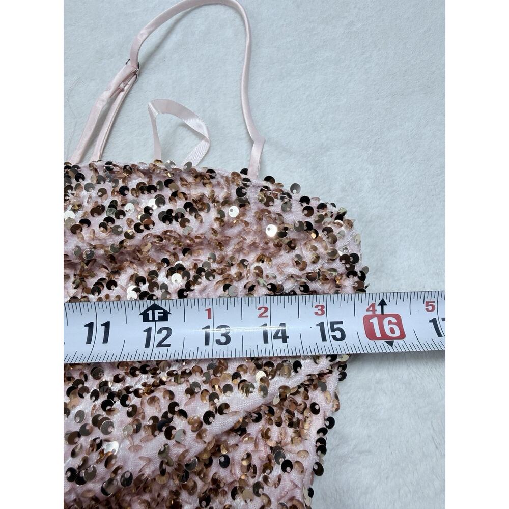 Angel Biba NWT Blush Sequin Mini Dress Rose Gold Cocktail Party Wedding Guest M - Picture 6 of 16